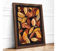 Golden Autumn Leaves Botanical Framed Wall Art Print A1 (84.1×59.4cm) Walnut, Wall Decor for Living Room, Bedroom, Office & Home, Ready to Hang, Art Gift