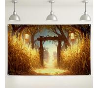 Golden Autumn Pathway Backdrop, Rustic Farmhouse Scene Decorations, Fall Harvest Photography Background for Events and Parties 71x43 Inch