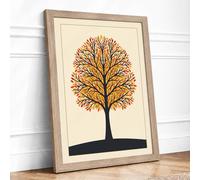 Golden Autumn Tree Scandinavian Framed Wall Art Print A1 (84.1×59.4cm) Oak, Wall Decor for Living Room, Bedroom, Office & Home, Ready to Hang, Art Gift