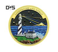 (golden, B) Lighthouse Ocean Coin Metal Collectible Coin Inspiring Long Voyage Travel Souvenir Coin for Self Collection Commemoration