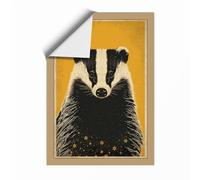 Golden Badger Boho Unframed Wall Art Print A4 (29.7×21cm), Wall Decor for Living Room, Bedroom, Office & Home, Art Gift