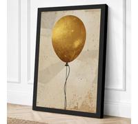 Golden Balloon Rising Canvas Wall Art Print 18x12 Inch