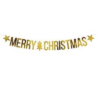 Golden Banner 'Merry Christmas' Party Chain Merry Christmas Decoration Garland Length 150 cm Gold