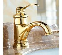 Golden Basin Faucets - 360° Rotation Deck Mounted Bathroom Mixer Tap Short/High Style Hot & Cold Water Control Sleek Sink Faucet for Modern Bathrooms