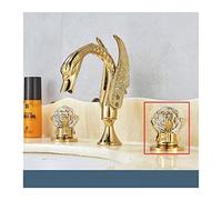 Golden Bathroom Basin Faucet Sink Tap Polished Gold Bathtub Swan Two Crystal Handwheel Elegant Mixer Tap Widespread(Gold B)