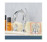 Golden Bathroom Basin Faucet Sink Tap Polished Gold Bathtub Swan Two Crystal Handwheel Elegant Mixer Tap Widespread(I)
