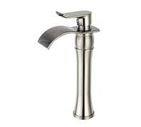 Golden Bathroom Sink Faucet Brass Hot & Cold Mixer Tap Elegant Alto Cascada Design Modern Luxury Basin Faucet for Home Use Waterfall Spout Easy Installation