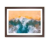 Golden Beach In Australia In Abstract Modern Art Framed Print | A3 Walnut Framed Wall Art | Ready to Hang | Abstract Beach Picture | Living Room Bedroom Lounge Office