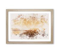 Golden Beach in Iceland Watercolour Framed Print | A2 Oak Framed Wall Art | Ready to Hang | Modern Beach Picture | Living Room Bedroom Lounge Office