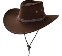 Golden Beads Unisex Cowboy & Cowgirl Hat - Texan Western Sheriff Hat for Men & Women Fancy Dress Accessory (Brown Cowboy Hat)