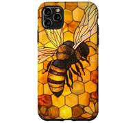 Golden Bee and Red Petals in Honeycomb Mosaic Panel Case for iPhone 11 Pro Max