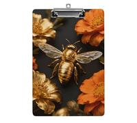 Golden Bee Clipboard,Decorative Clip Board Acrylic Clipboards with Low Profile Metal Clip for Office,Teachers,Standard Letter Size 8.5x12.5