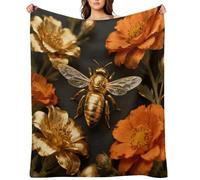 Golden Bee Flannel Throw Blanket Super Soft Lightweight Throw Blanket Fuzzy Comfy Flannel Blankets Warm Plush Throw Blankets for Couch Sofa Bed 60"x80"