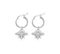 Golden Bee Hoop Earrings for Women, Delicate Small Animals Small Bees, Drop Earrings for Her, Simulated Bee Earrings 3D Silver Jewelry Gift, Medium, Metal, No Gemstone
