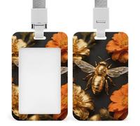 Golden Bee Id Badge Holder - Retractable Badge Holders, Heavy Duty Plastic Id Card Holder with Lanyard, Waterproof Name Tag Sleeve for Nurses, Teachers, Office Professionals