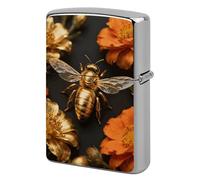 Golden Bee Lighter Case Classic Pocket Lighter Cover Windproof Flip-Top Metal Lighters Sleeve Double-Sided Lighters Covers for Men Women