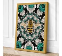 Golden Bee Mandala Geometric Canvas Wall Art Print 30x20 Inch (76 x 51 cm)