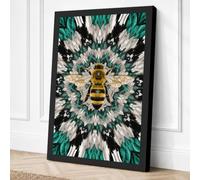 Golden Bee Mandala Geometric Canvas Wall Art Print 30x20 Inch (76 x 51 cm)
