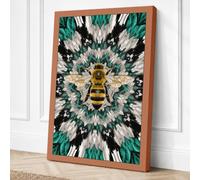 Golden Bee Mandala Geometric Canvas Wall Art Print 30x20 Inch (76 x 51 cm)