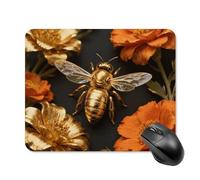 Golden Bee Mouse Pad Cute Square Mouse Mat Leather Non-Slip Rubber Base Mousepad Waterproof Computer Mouses Pad for Laptop Wireless Mouses Keyboard Home Office 20 * 25cm