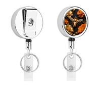 Golden Bee Retractable Work Badge Holder Keychain Badge Reel 24.4" Cord & 360° Swivel Alligator Clip Heavy Duty Id Name Tag Holder for Nurses Doctors Teachers Office Workers