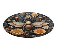 Golden Bee Round Area Rug Non Slip Backing Doormat Water Absorbent Plush Throw Low-Pile Non-Slip Floor Mat Carpet for Living Room Bedroom Entryway Nursery Room 90 * 90cm