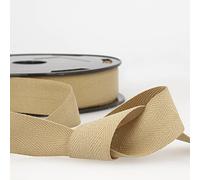 Golden Beige 3m 100% Cotton Tape - Soft, Flexible Binding for Bunting, Aprons & Crafts - 25mm Wide - Packaged Cut Length, no Joins