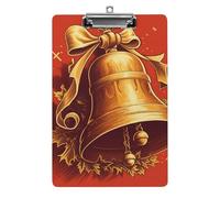 Golden Bell Clipboard 8.5×12.5 Inch Acrylic Clip Board with Metal Clip A4 Letter Size Decorative Clipboard Cute Hanging Clipboards for Office, Teacher, Nurse, Doctor,