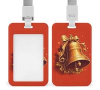Golden Bell Id Badge Holder with Lanyard, Clear Vertical Card Protector Waterproof, Breakaway Safety Neck Strap, Heavy Duty Name Tag Holder for Nurse Teacher Officer Staff Women Men