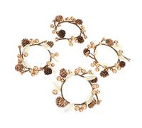 Golden Berry Candle Rings Mini Christmas Holly Berry Wreaths 4Pcs Artificial Berries Candle Holder Xmas Napkin Rings Votives Candle Holder for Holiday Wedding Home Decor