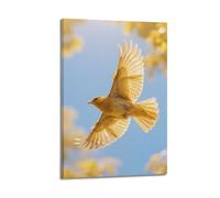 Golden Bird In Flight Against Blue Sky Wall Art, Vivid Nature Decor For Home And Bedroom Poster Decorative Painting Canvas Wall Posters And Art Picture Print Modern Family Bedroom Decor Posters 20x30i