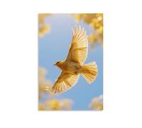 Golden Bird In Flight Against Blue Sky Wall Art, Vivid Nature Decor For Home And Bedroom Poster Wall Art Canvas Aesthetic Cover Poster Vintage Music And Movies Decorative Painting for Living Room Bed