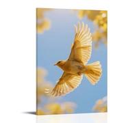 Golden Bird In Flight Against Blue Sky Wall Art, Vivid Nature Decor For Home And Bedroom Poster Wall Art Canvas Aesthetic Cover Poster Vintage Music And Movies Decorative Painting for Living Room Bed