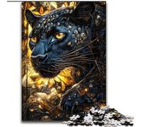 Golden Black Leopard 1000 Pieces Jigsaw Puzzle for Adults& Teens, Learning Educational Toys Family Games with Matching Poster And Trivia Sheet (size 26x38cm)