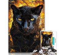 Golden Black Leopard 1000 Pieces Jigsaw Puzzle For Adults Teens,Pattern Assembly Fun at Home Activities,Birthday Present,Travel Gifts (38x26cm)