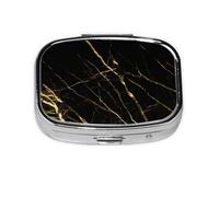 Golden Black Marble Nature,Meta Pill Box 2 Compartment Medicine Case,Portable Organizer,Rectangle Meta Portable Organizer Pill Box 1061 Compartment Medicine Case