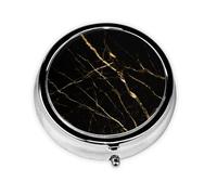 Golden Black Marble NatureMeta Pill Box 3 Compartment Medicine Case,Portable Organizer