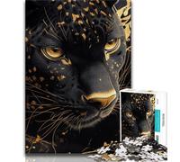 Golden Black Panther Jigsaw Puzzles for Teenagers 1000 Piece Puzzle,Fun Games Every Piece Is Unique - Challenging Family Fun Game (38x26cm)