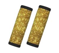 Golden Bling Glitter Print, 2 Pcs Luggage Handle Wrap Grips, Comfort Soft Handle Covers Luggage Tag