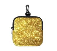 Golden Bling Glitter Print, Square Zipper Storage Bag, Neoprene Coin Purse, Small Wallets, Change Pouch, Change Purse
