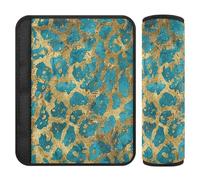 Golden Blue Leopard Print 2 pcs Automotive seat Belt Pads Stop seat Belt Cutting into Neck for Most Cars forro para cinturon de segurida