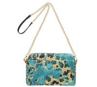 Golden Blue Leopard Print Small Crossbody Bags For Women Vegan Leather Cross Body Purse Zip Shoulder Handbag For Travel