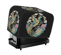 Golden Blue Phoenix Peony Flower Toaster Cover 2 Slice, Waterproof Bread Machine Covers with Pockets Universal Size Kitchen Small Appliance Cover with Handle, Dust and Fingerprint Protection