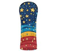 Golden Blue Ribbon Star 4th of July Independence Day Golf Head Cover Premium Leather Accessories with Number Tags for Driver Hybrid and Fairway Woods 1 Piecing