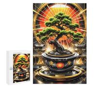 Golden Bonsai Kintsugi Decorative Jigsaw for Grown-Ups, 1000 PCS - New Year Decoration; for Shared Table Time