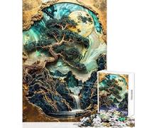 Golden Bonsai Sanctuary Jigsaw 1000 Pieces for Teenagers Improve Overall Mental Performance Mindful Soothing Leisure Game (38x52cm)