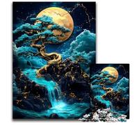 Golden Bonsai Waterfall 1000 Pieces Puzzles for Adults Wooden Jigsaw Perfect for Family Fun on Christmas Thanksgiving Birthdays Easter 1000 PCS(75x50cm)