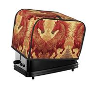 Golden Bottom Red Horse Toaster Cover 2 Slice, Waterproof Bread Machine Covers with Pockets Universal Size Kitchen Small Appliance Cover with Handle, Dust and Fingerprint Protection