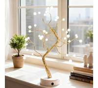 Golden Branch Art Bonsai Lamp Copper Wire Branch Shaped Night Light With 36 LED Lights On Matte Golden Branches USB or Battery Powered Touch Switch Suitable for Coffee Shop Decoration Living Room