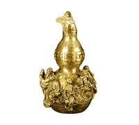 Golden Brass Bagua Gourd Wu Lou Statue 7.5”(H) Feng Shui Taoist Deities Hulu/Calabash Figurine Home Garden Decor Health Prosperity PTZY024